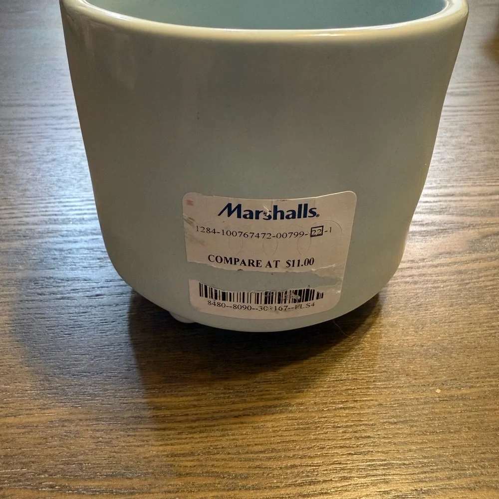 Rae Dunn- Let It Snow Ceramic Planter  Light Blue NWT